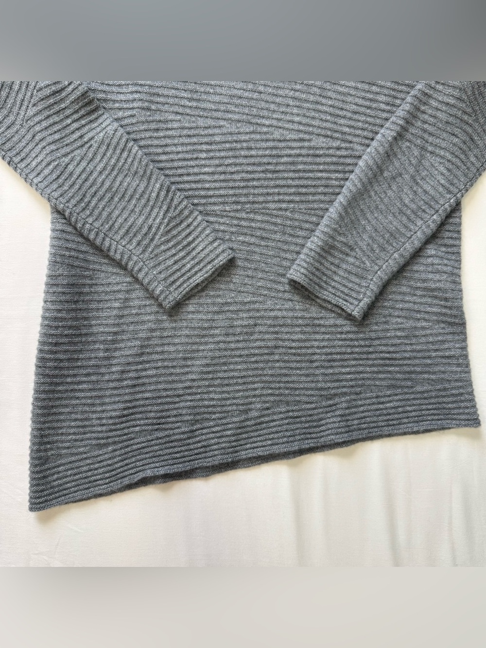 Nordstrom Collection Cashmere Sweater Women’s Medium Gray Asymmetrical Cowl Neck - Picture 3 of 8